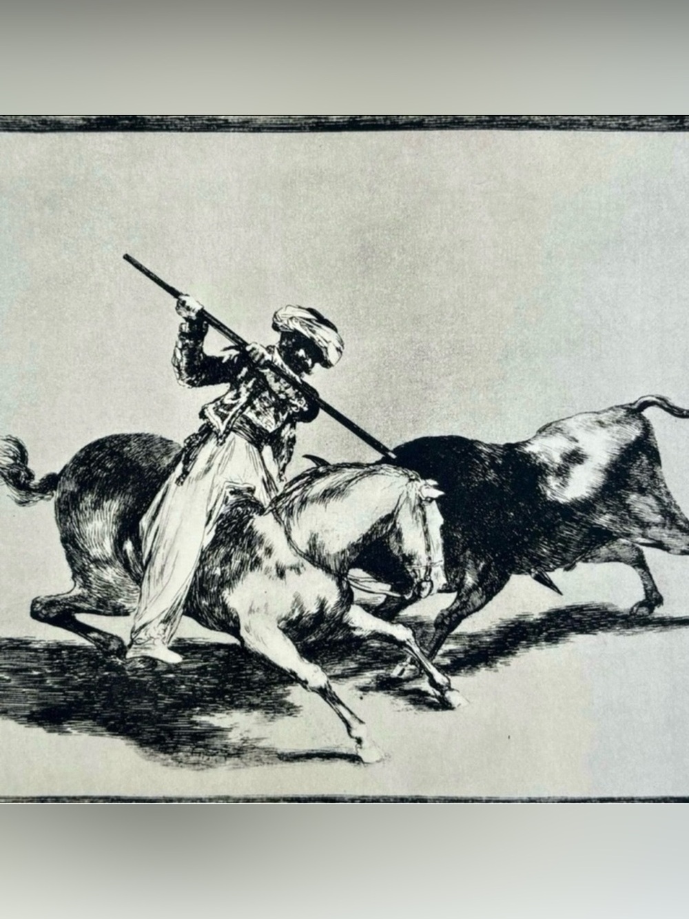 GAZUL, BULL Original Antique Vintage Fine Art GOYA Print of Etching 1960’s Spain